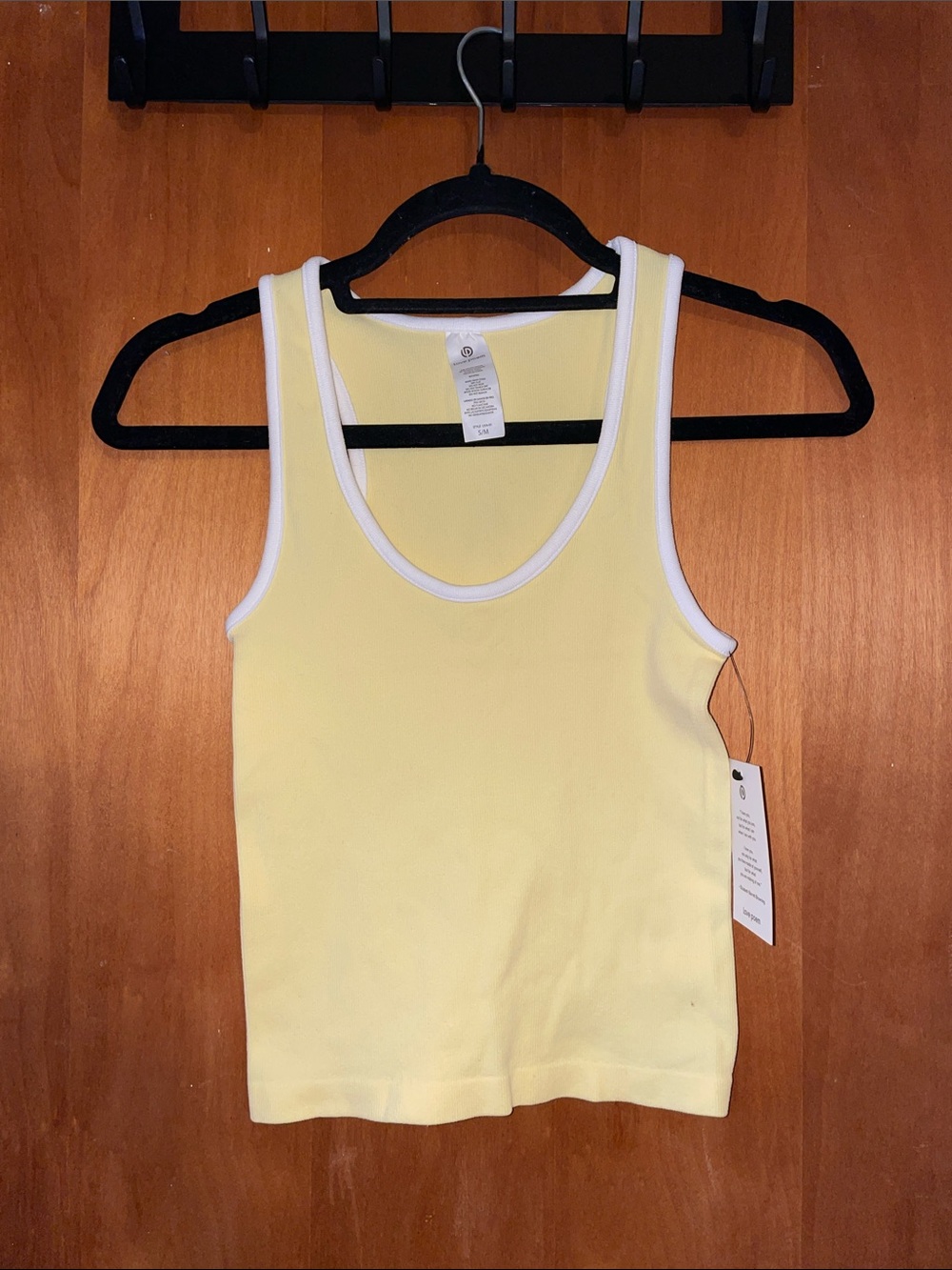 Yellow Tank Top with White Trim - Classic Ribbed Scoop